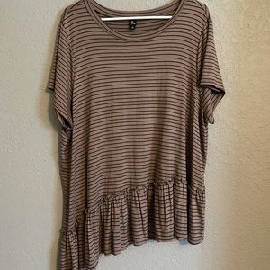 ModCloth striped asymmetrical ruffle hem 1X NWOT